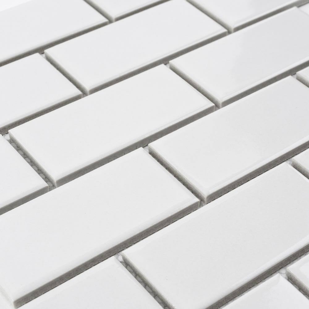 Subway Tile 2x4 Glossy White Ice Beveled