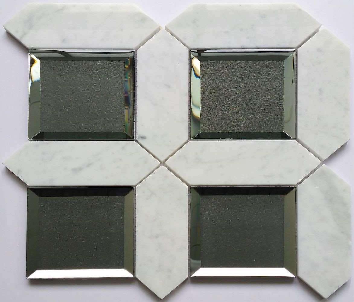 Mirror and Stone Waterjet Mosaic Tile Gray