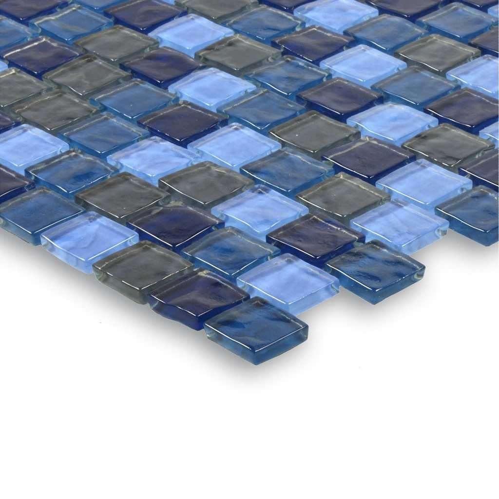 Glass Pool Mosaic Tile Charcoal Blue 1 x 1