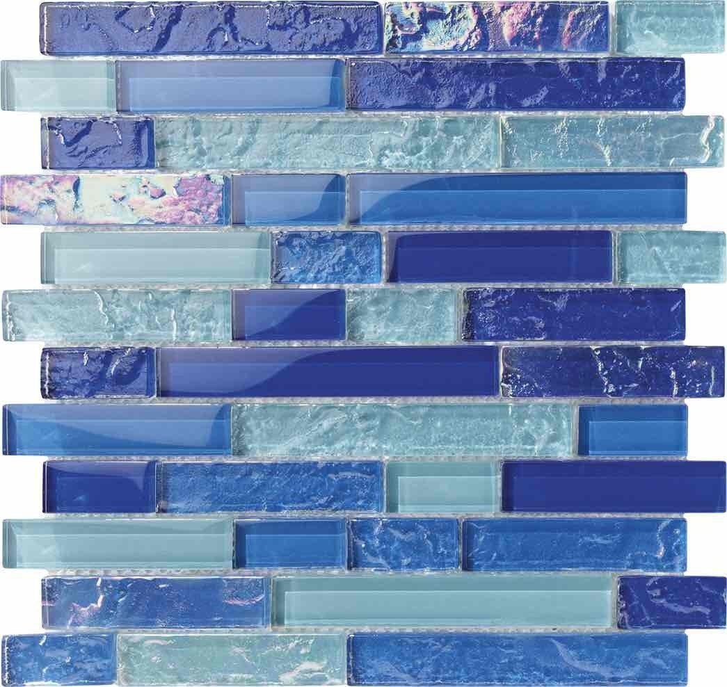 Glass Pool Mosaic Tile Vieques Linear Blend