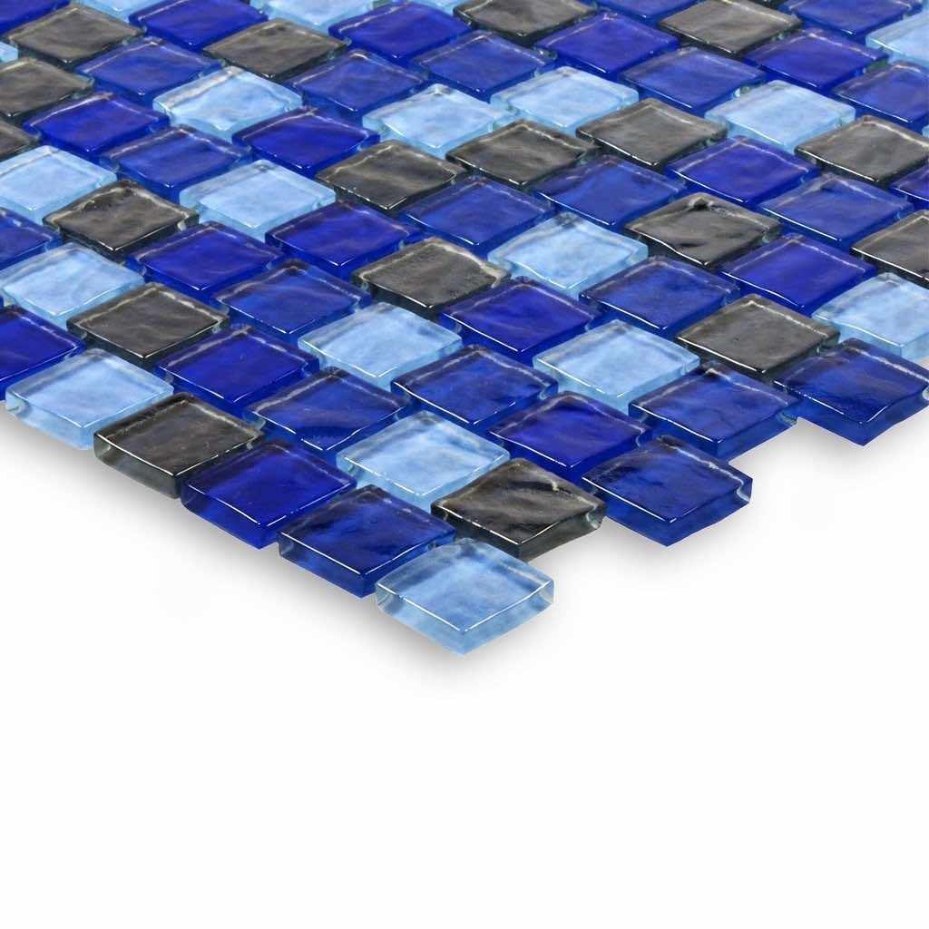 Glass Pool Mosaic Tile Charcoal Cobalt 1 x 1