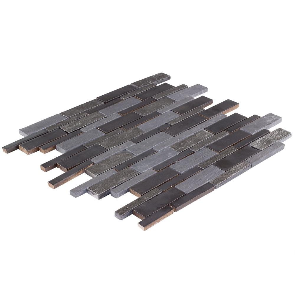 Mosaic Wall Tile Linear Charcoal