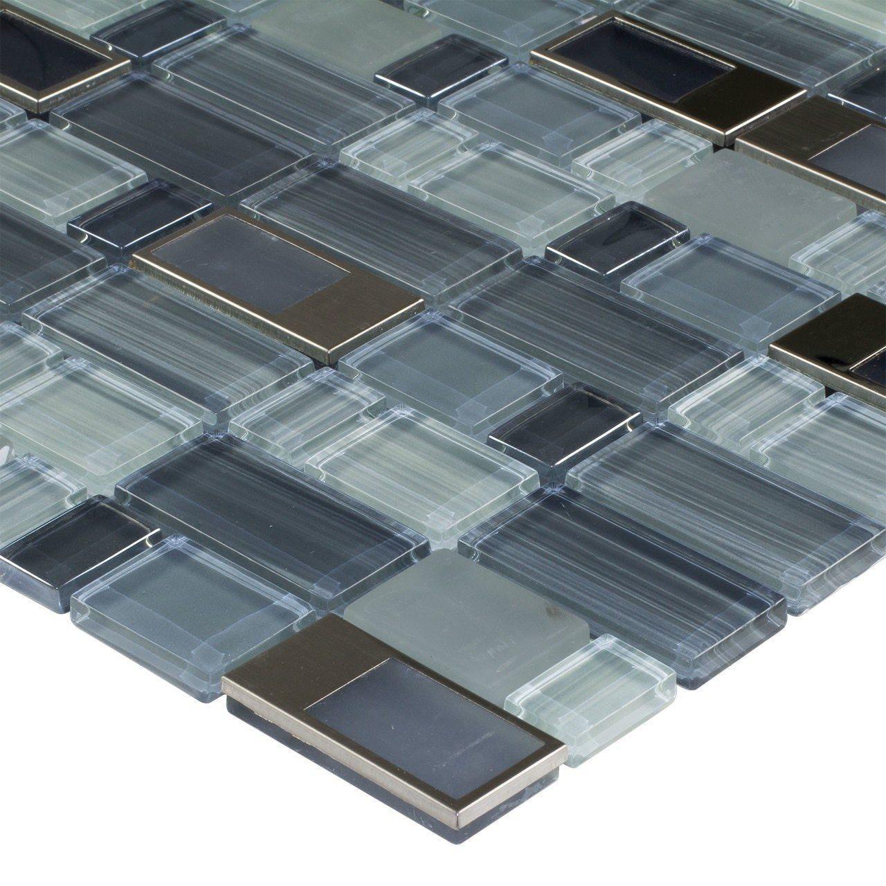 Glass Mosaic Tile Modular Midnight