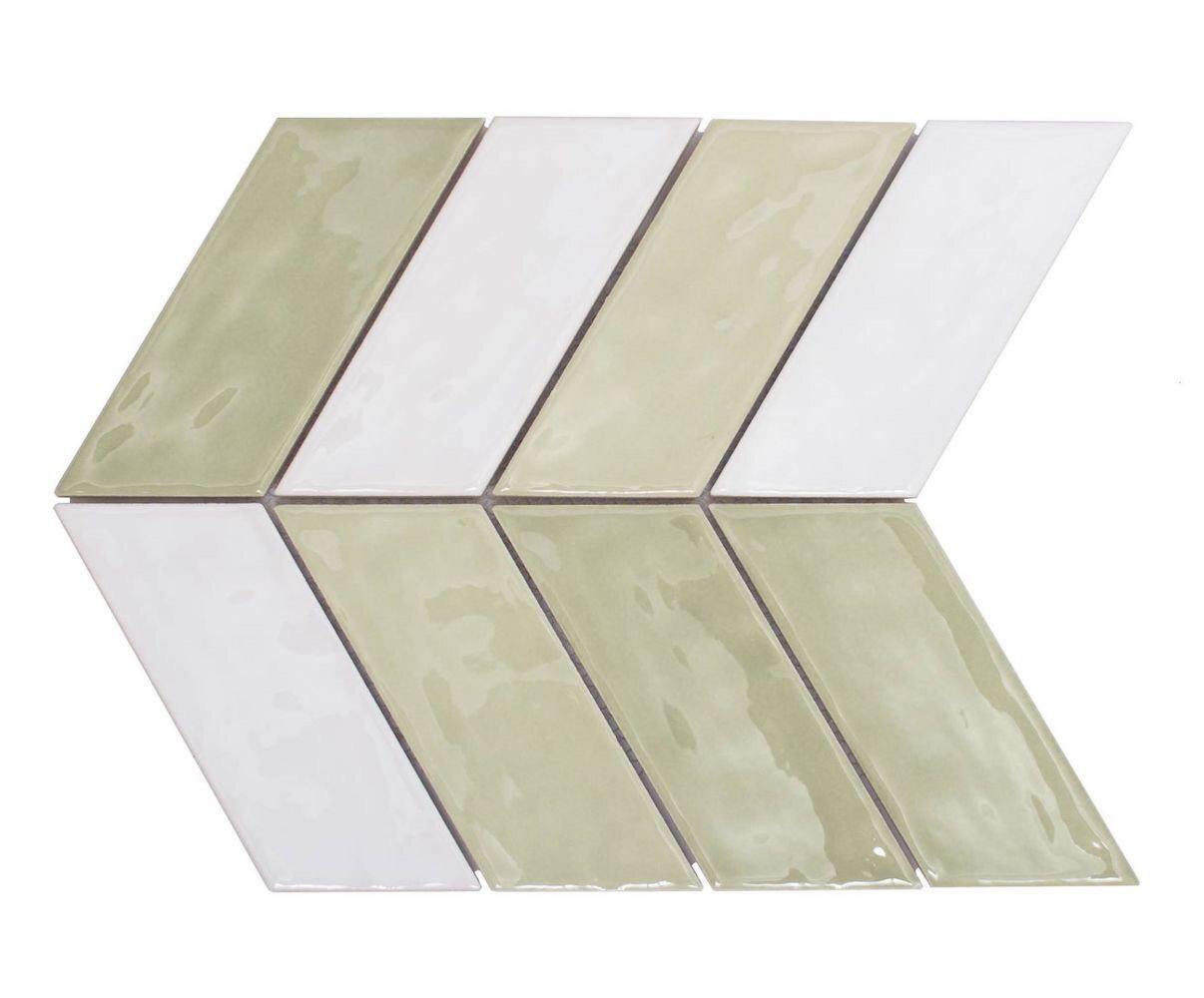 Chevron Ceramic Mosaic Wall Tile Greenware