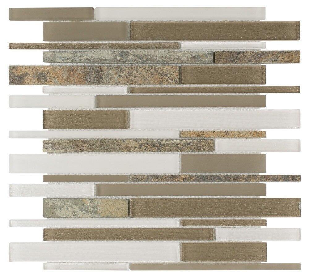 Contemporary Glass Stone Tile Random Brown