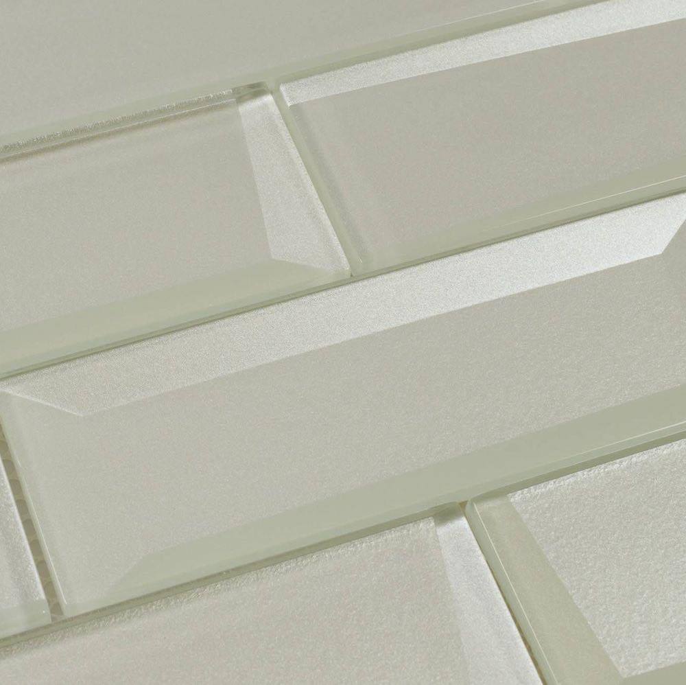 Glass Subway Tile Inverted 3D Champagne 2x6