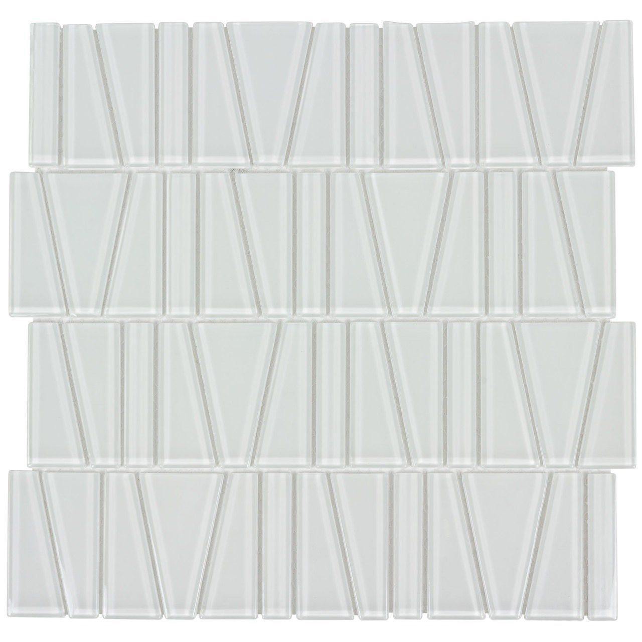 Glass Mosaic Tile Geometric White