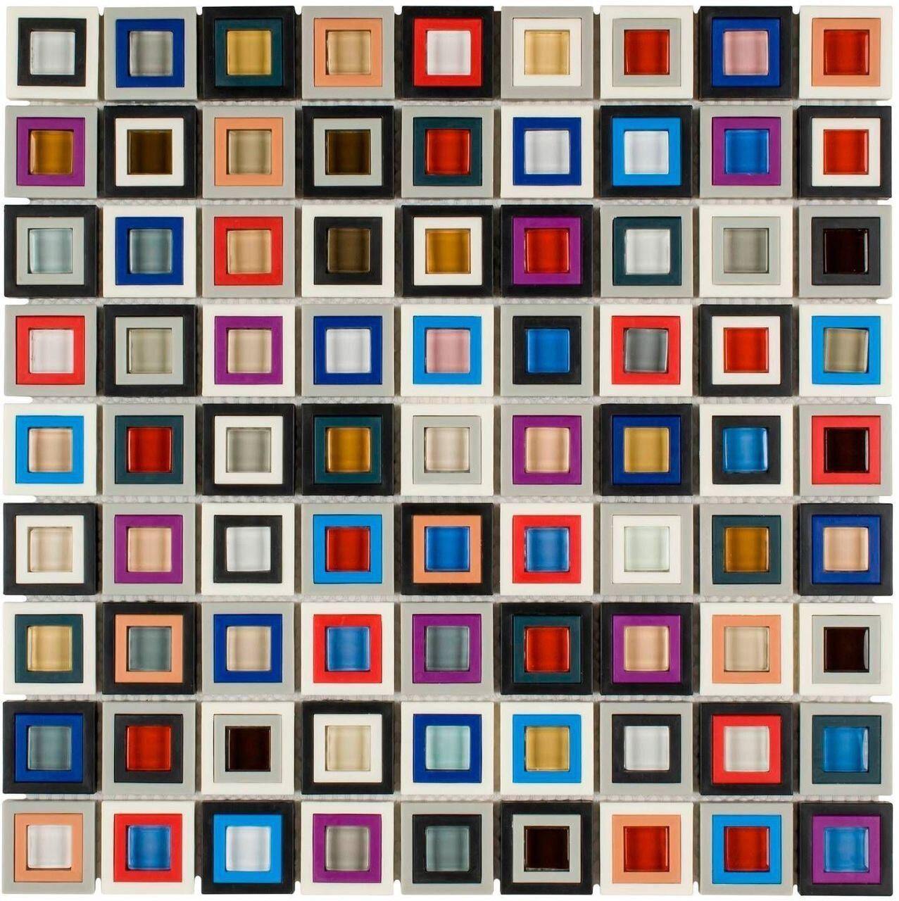 Colorful Cubes Mosaic Tile 12x12