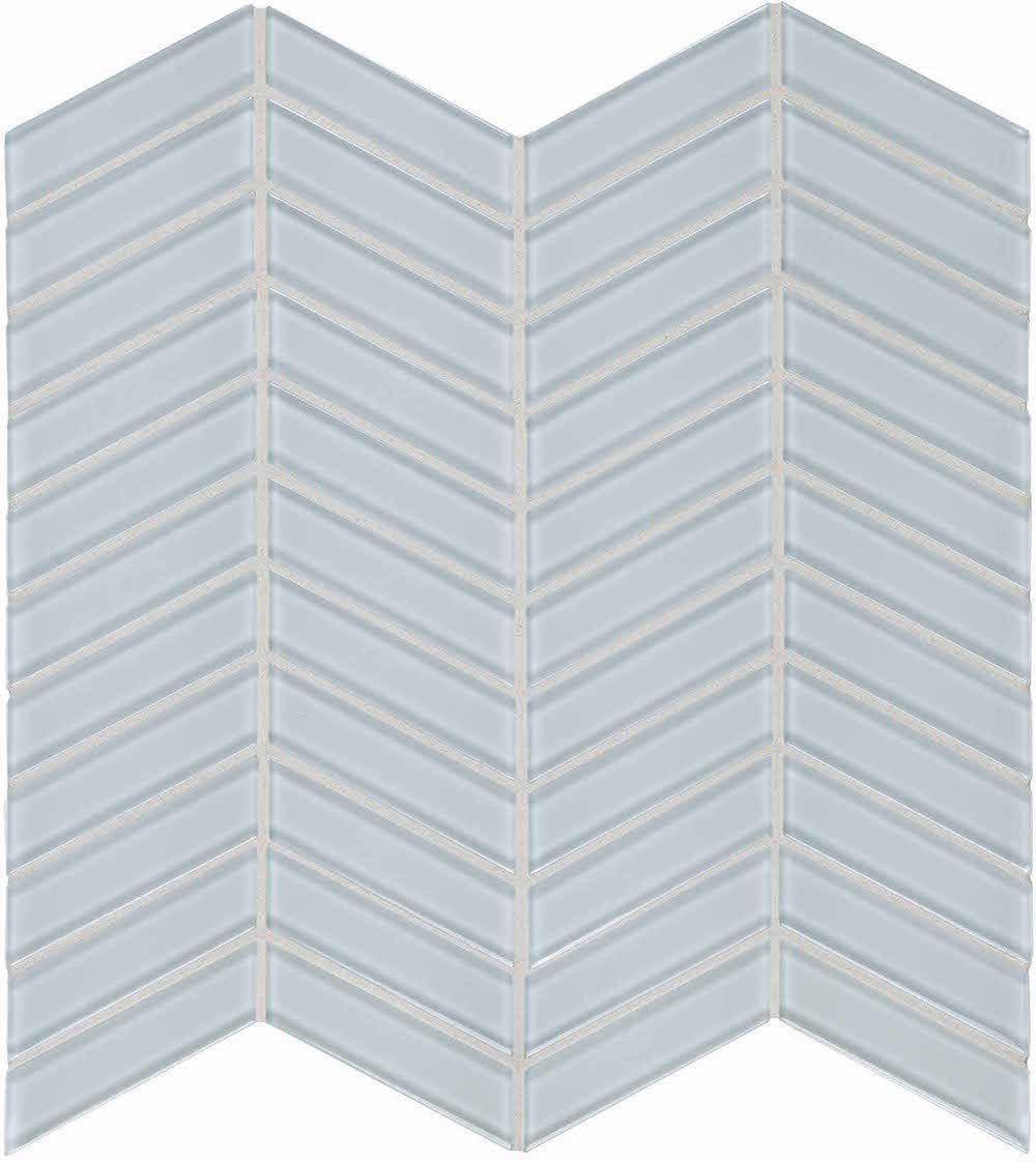 Glass Mosaic Tile Chevron Soft Blue