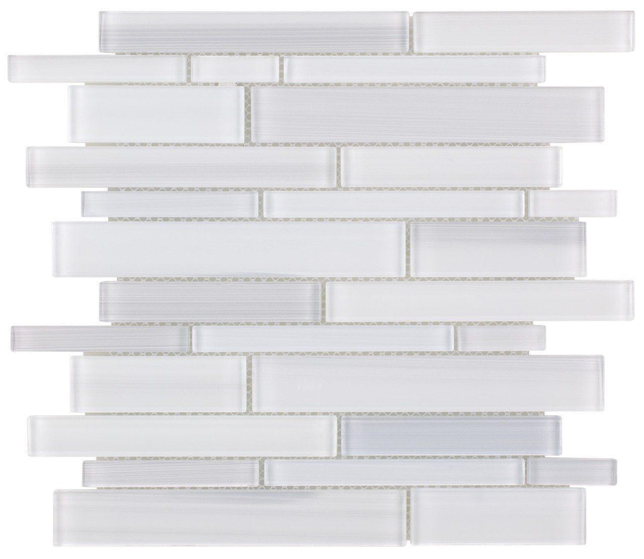 Random Glass Mosaic Tile Linear Branco