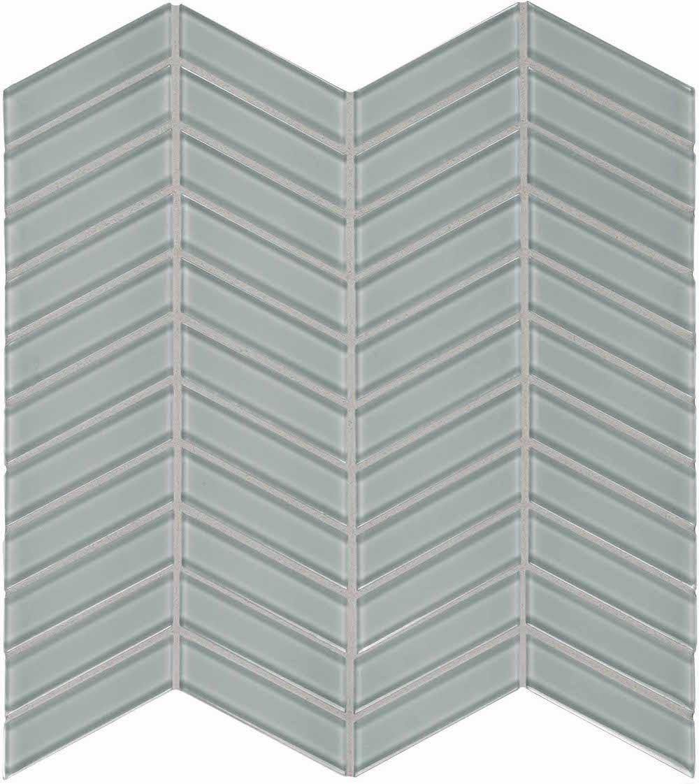 Glass Mosaic Tile Chevron Tender Gray