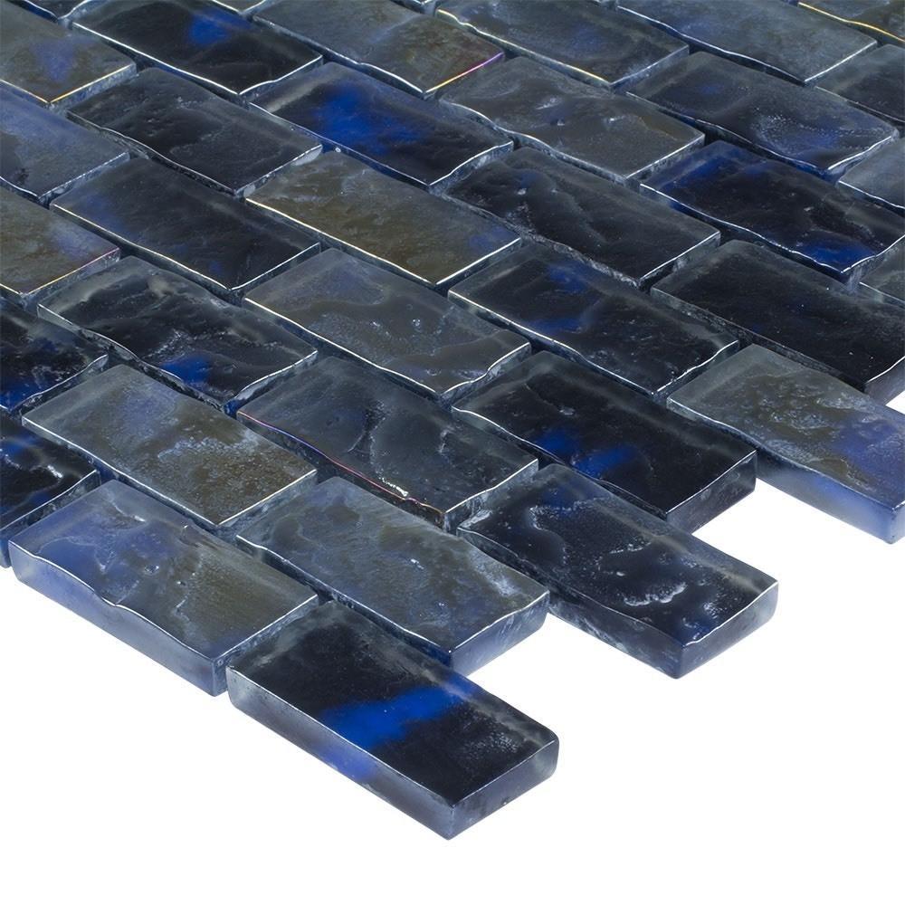 Iridescent Pool Glass Tile Volcano 1x2