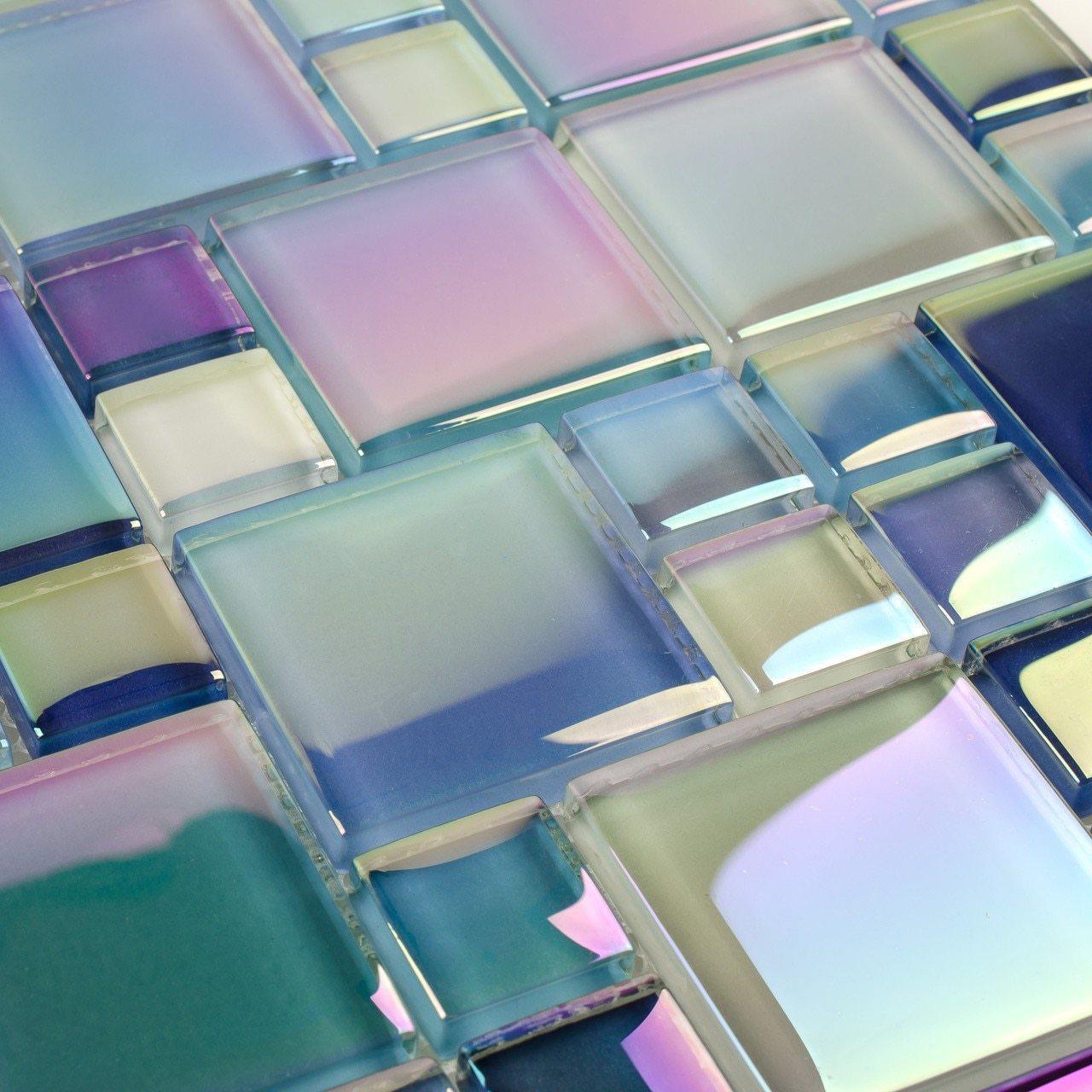 Glass Pool Tile Shimmer Turquoise Random