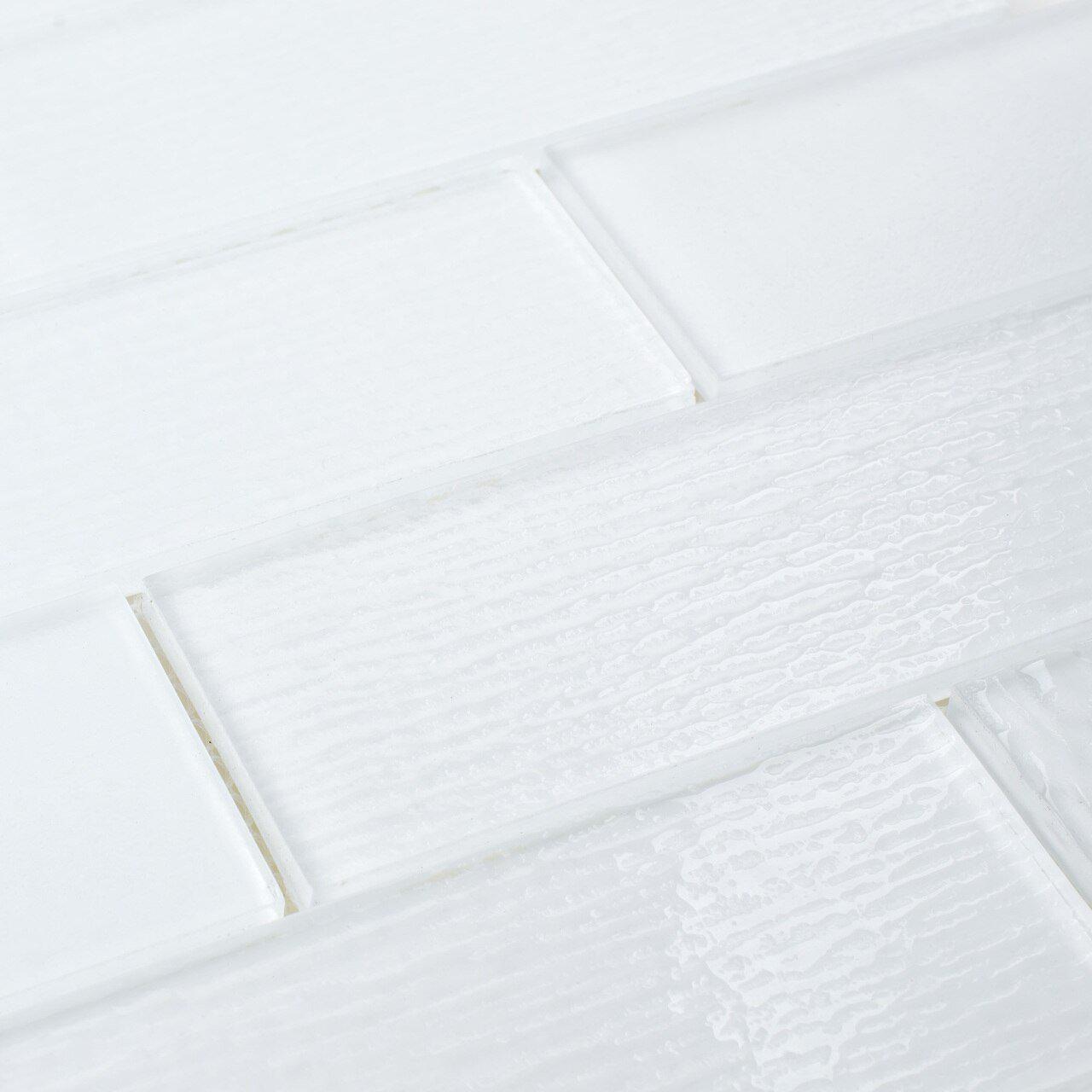 Glass Subway Tile Contemporary White 2x6