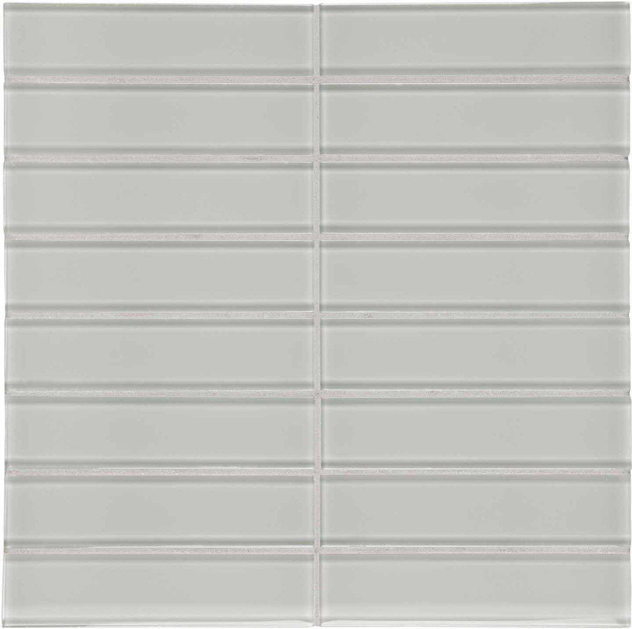 Glass Mosaic Tile Stacked White Moderne 1.5 x 6 | Mineral Tiles