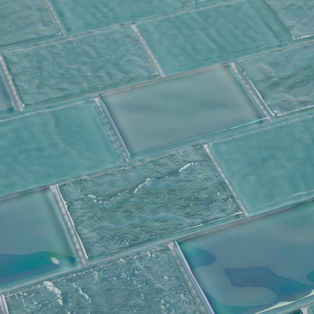 Iridescent Glass Tile Summer Sea Foam 2 x 3