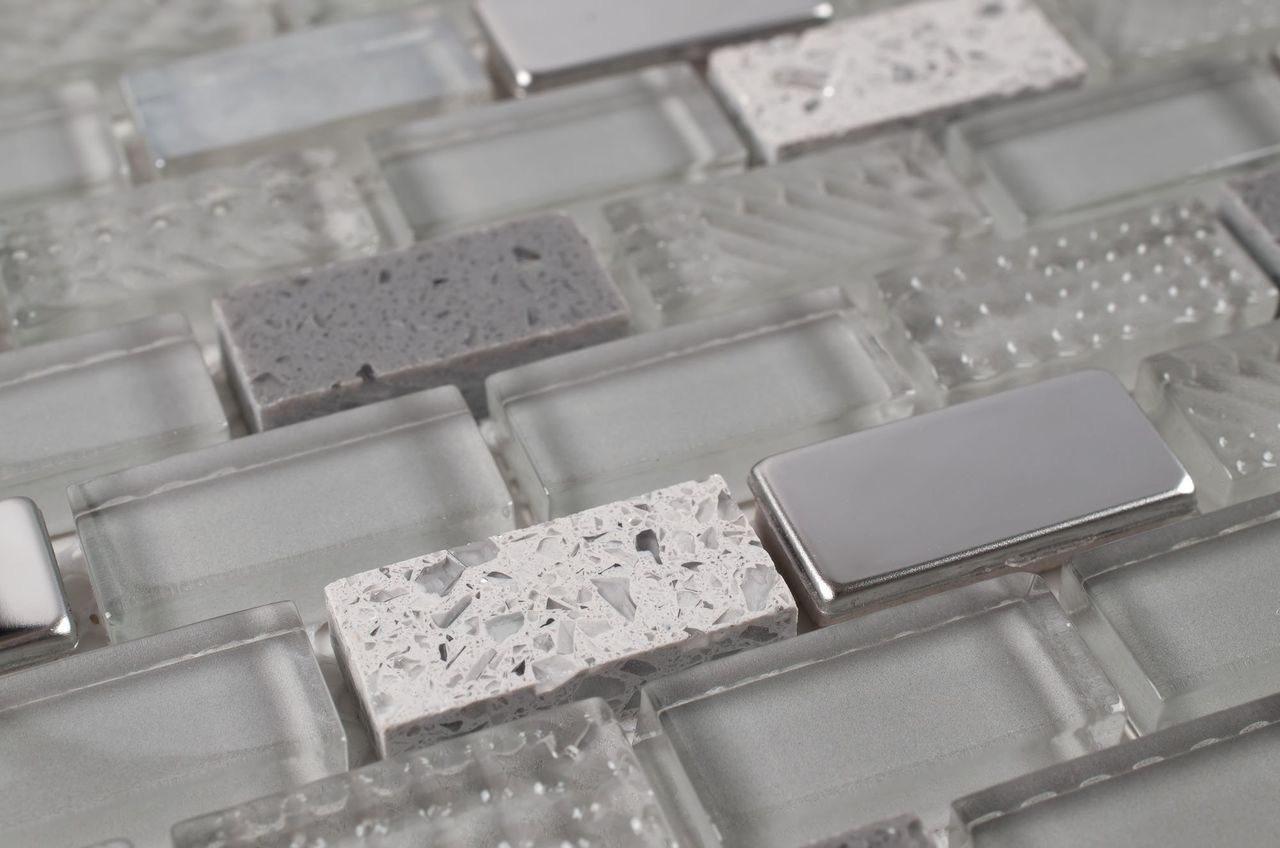 Mini Brick Glass Stainless Steel Tile Cement