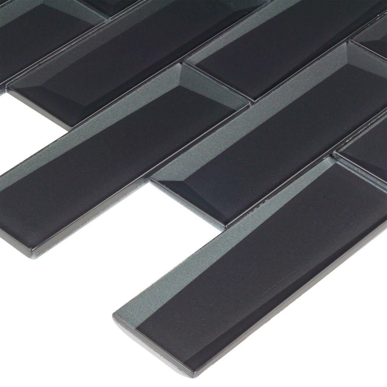 Glass Wall Tile Dimension Black 2x6