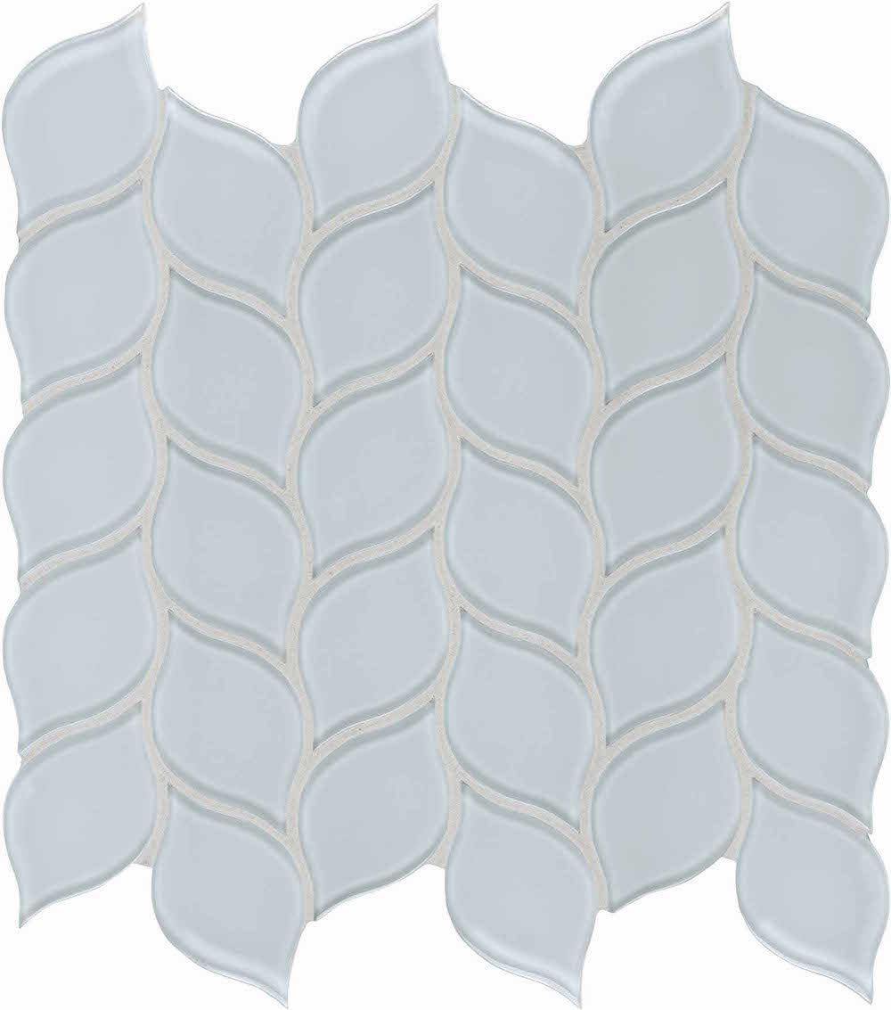 Glass Mosaic Tile Floral Leaf Soft Blue