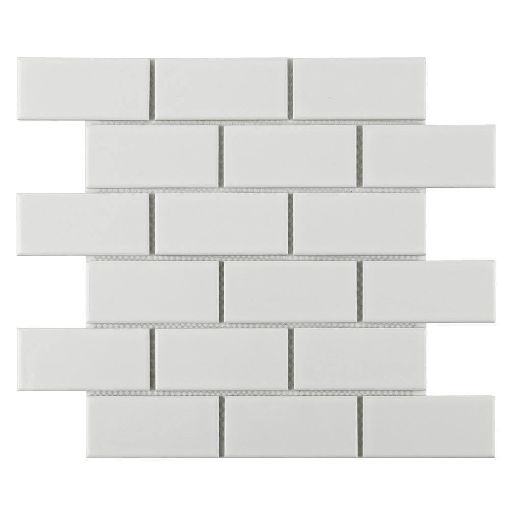 Subway Tile 2x4 Glossy White Ice Beveled