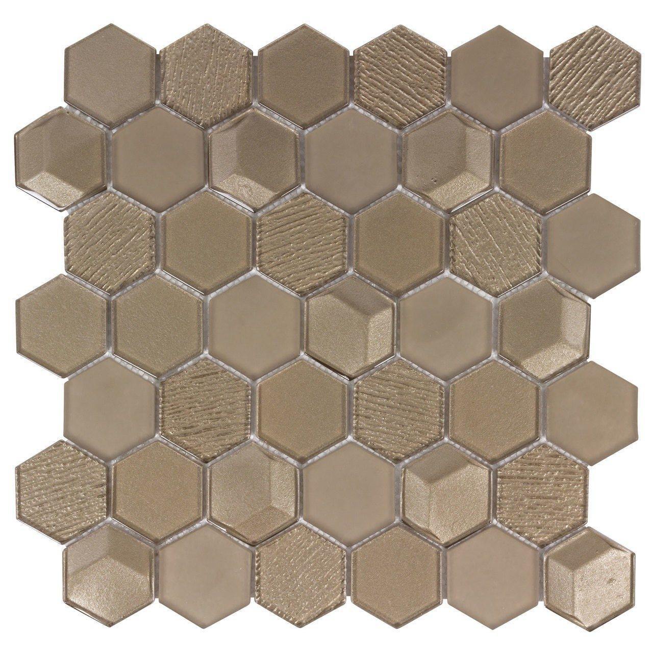 Glass Mosaic Tile Hexagon Bronze