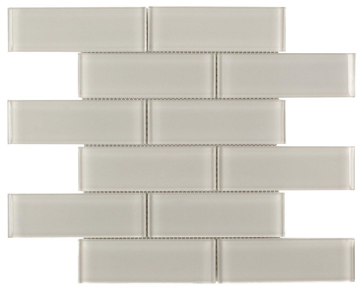 Glass Subway Tile White Moderne 2x6