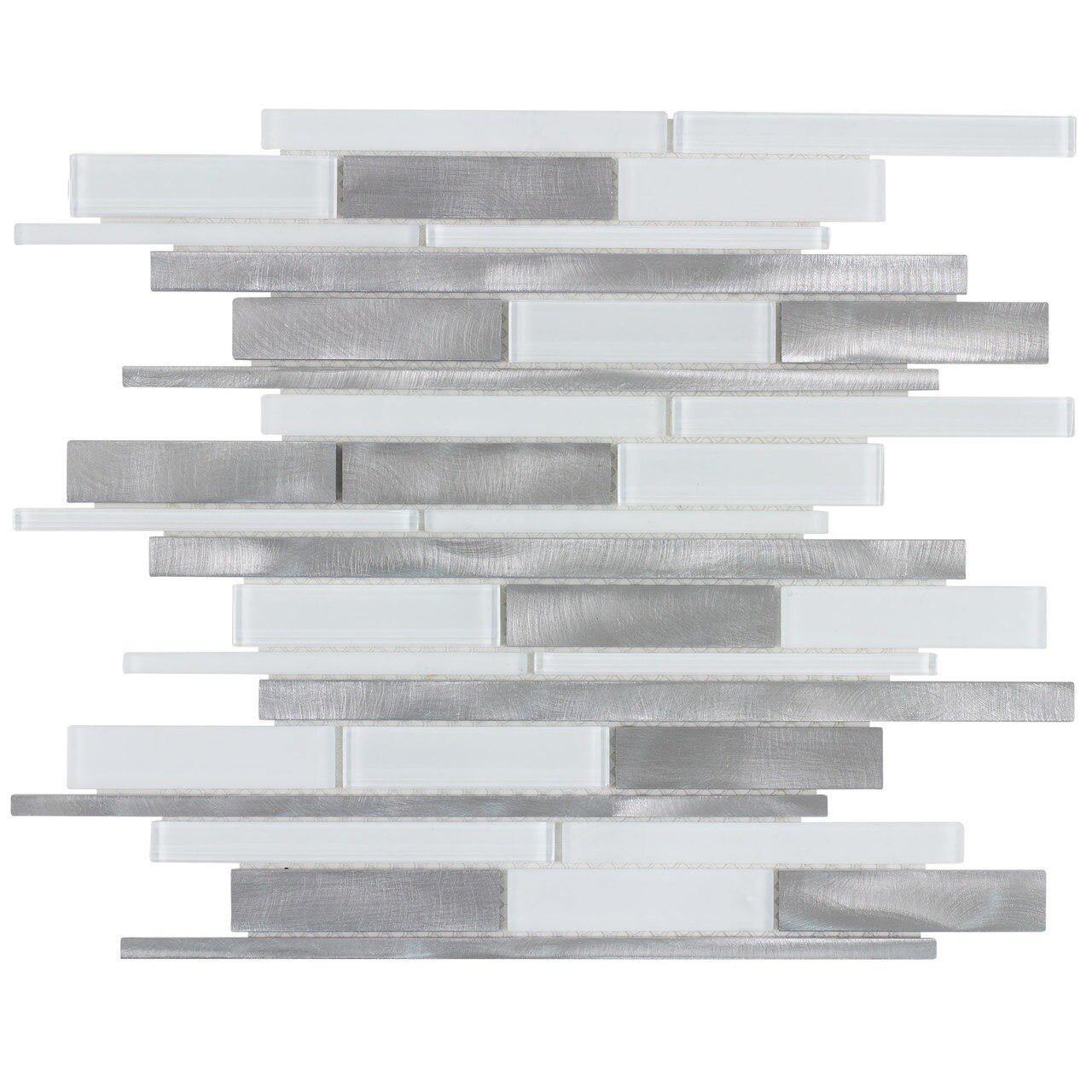 Glass & Stainless Tile Millennium White