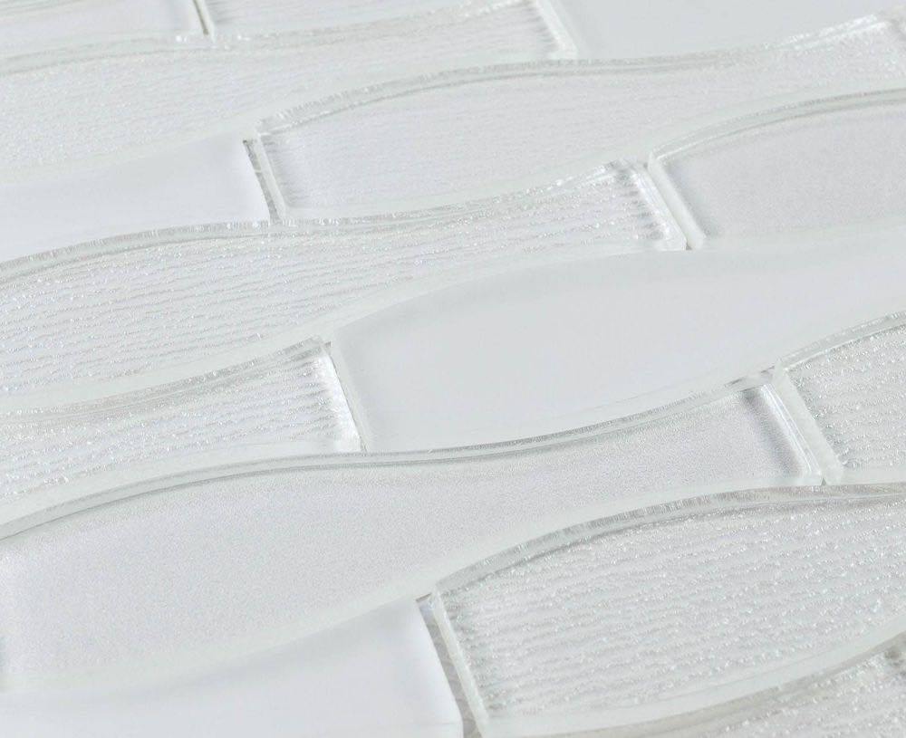 Glass Mosaic Tile Bouteille White