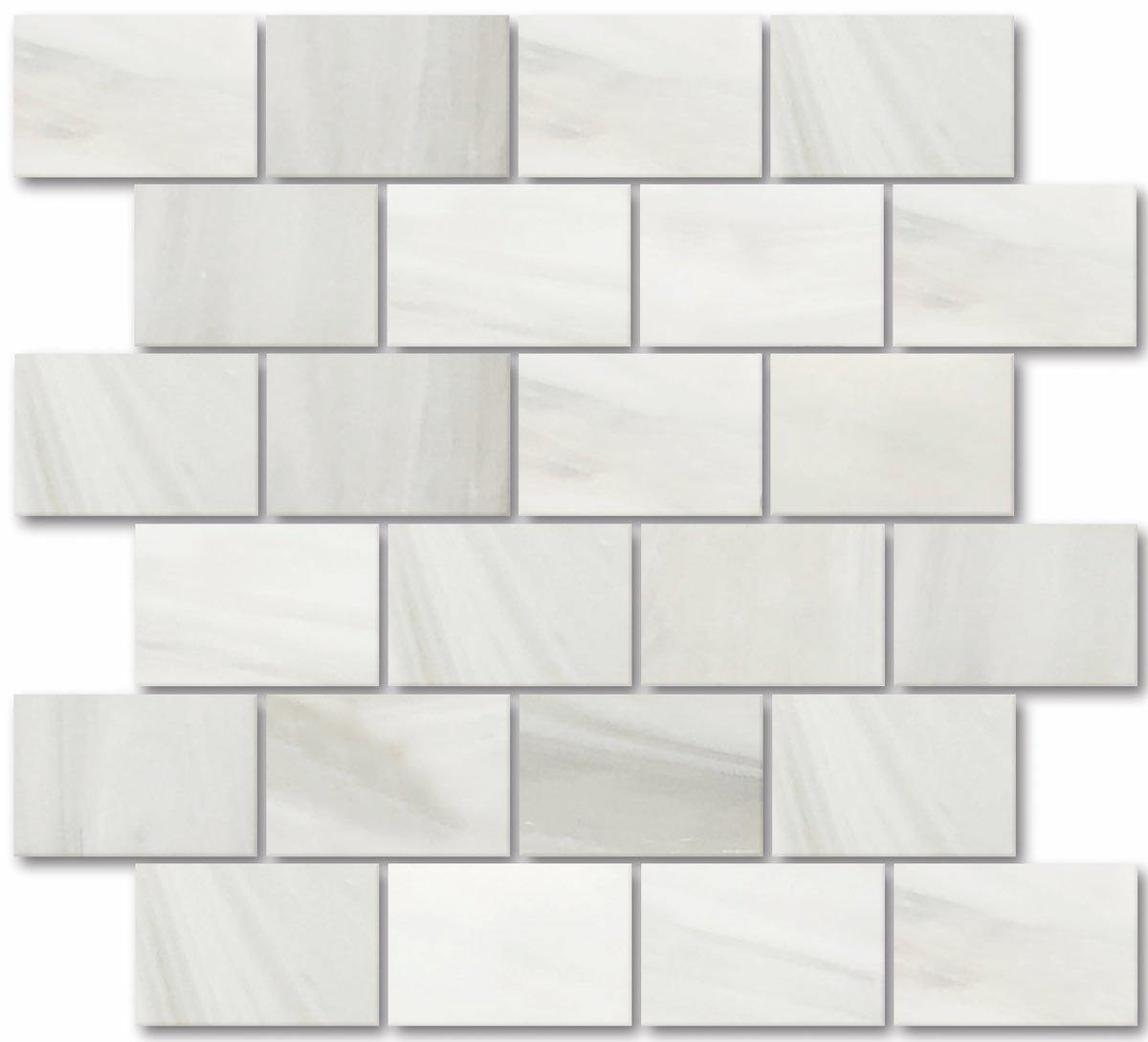 Glass Mosaic Tile Water Art White 2x3