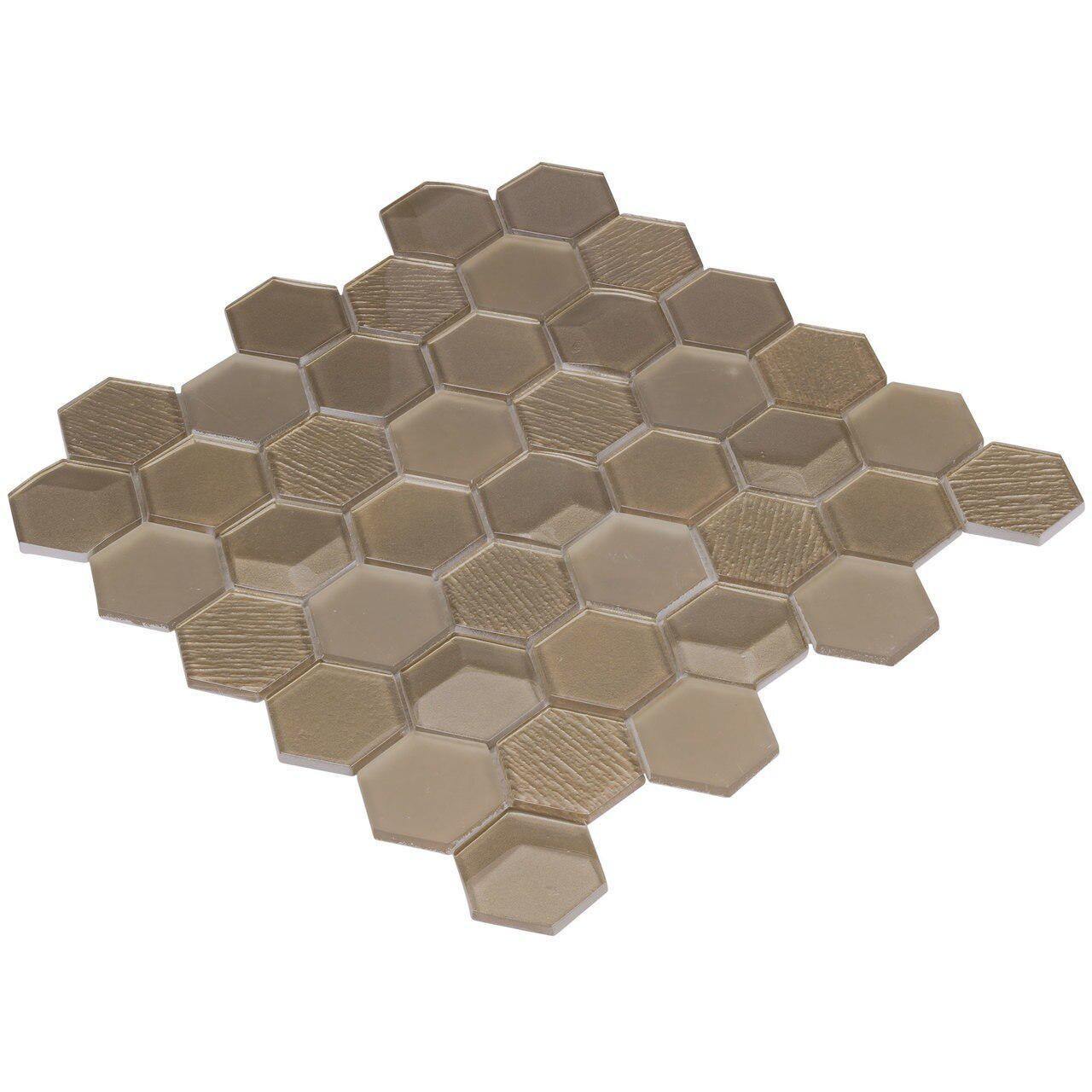 Glass Mosaic Tile Hexagon Bronze