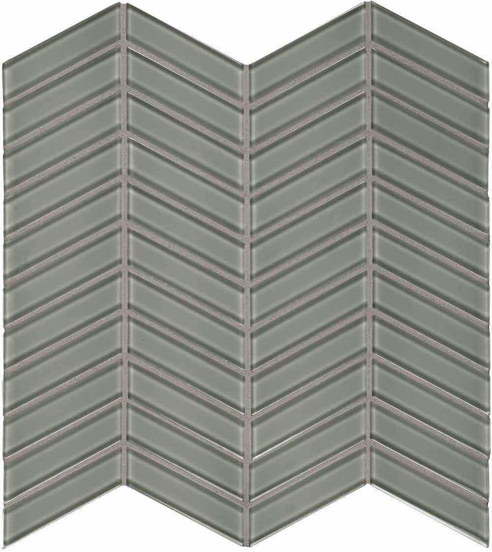 Glass Mosaic Tile Chevron French Gray