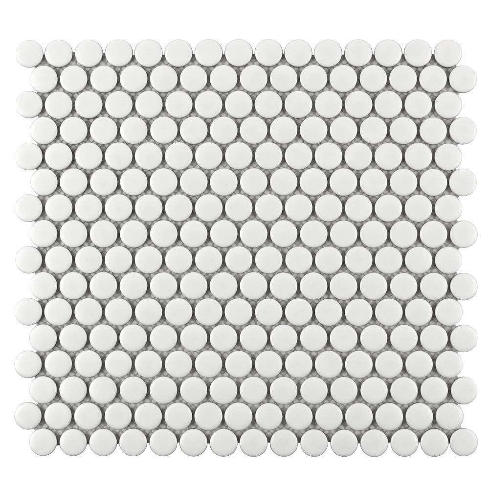 Penny Round Ceramic Tile Matte White