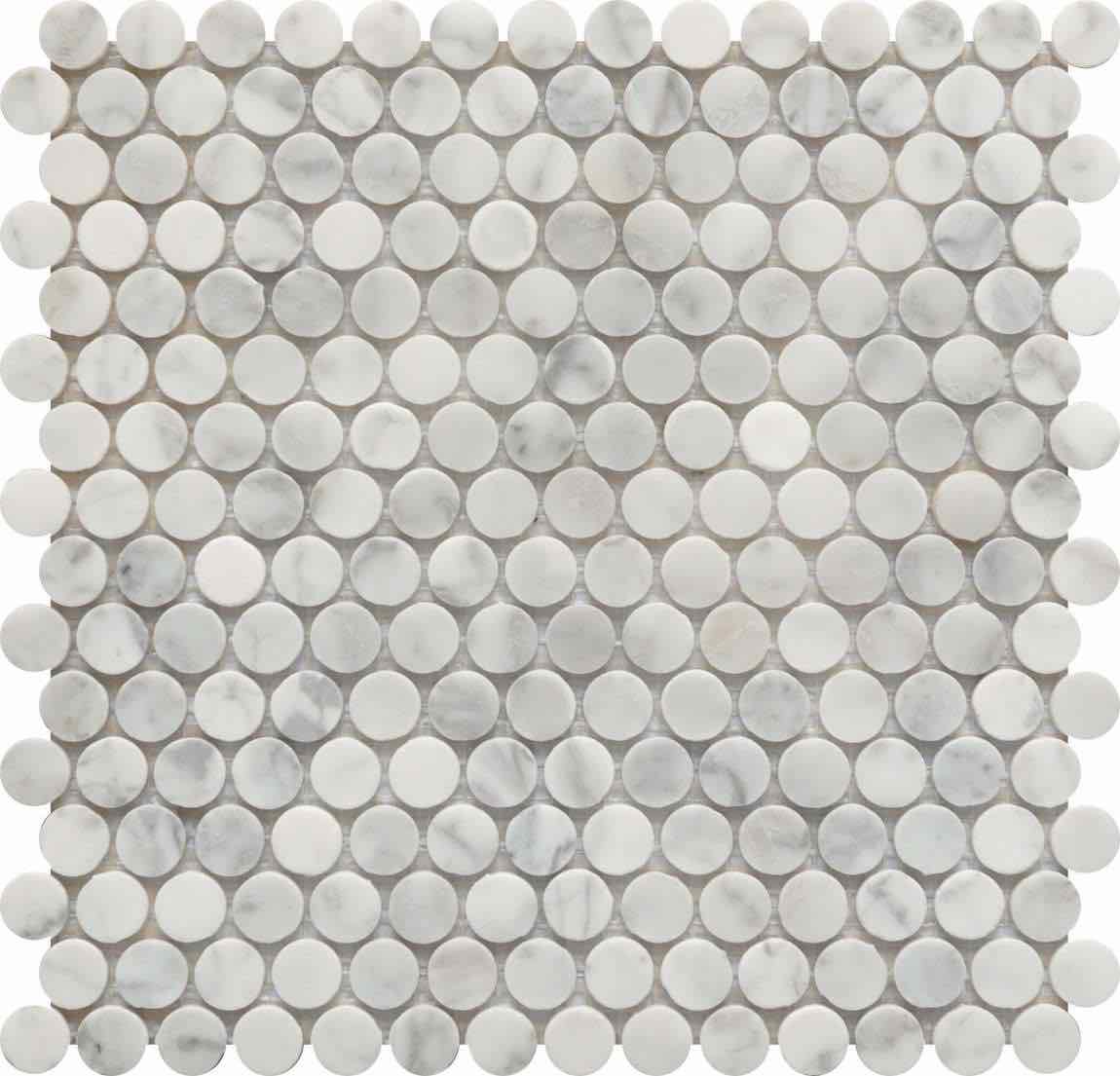 Penny Round Carrara Mosaic Tile Honed