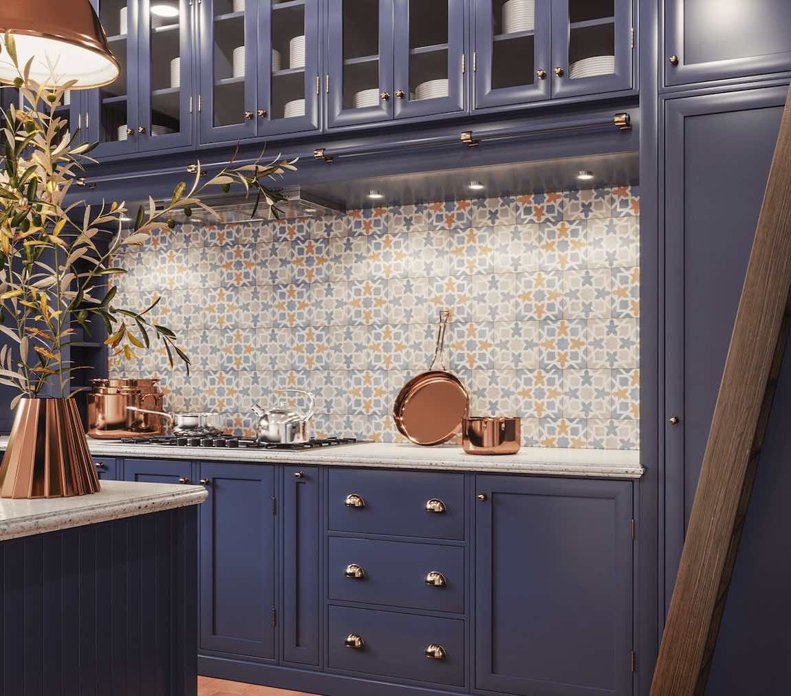 Patterned Tile Cotto Blue 8x8