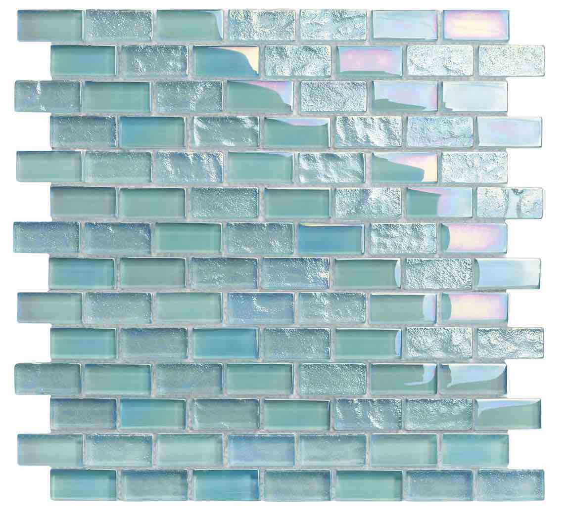 Reflections Iridescent Glass Tile Aquamarine 1x2