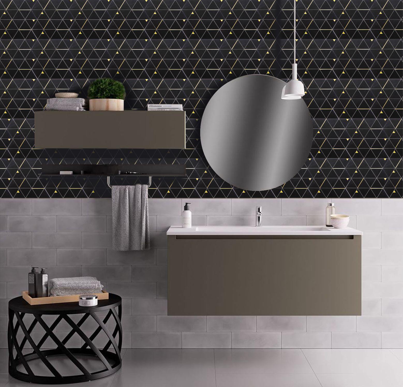 Inlay Brass Gold Black Tile Pyramid