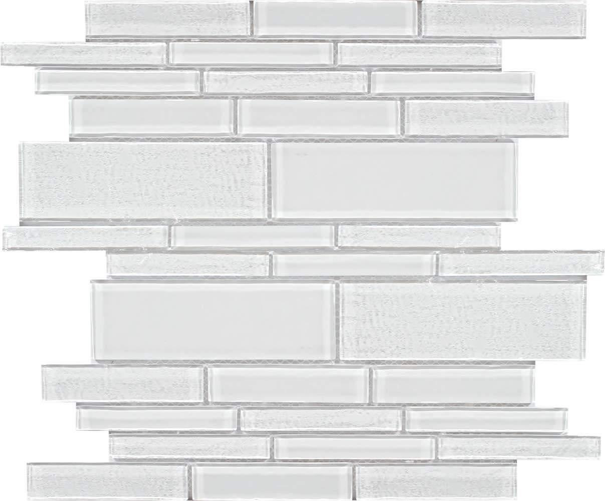 Beach Glass Tile Iridescent White Linear