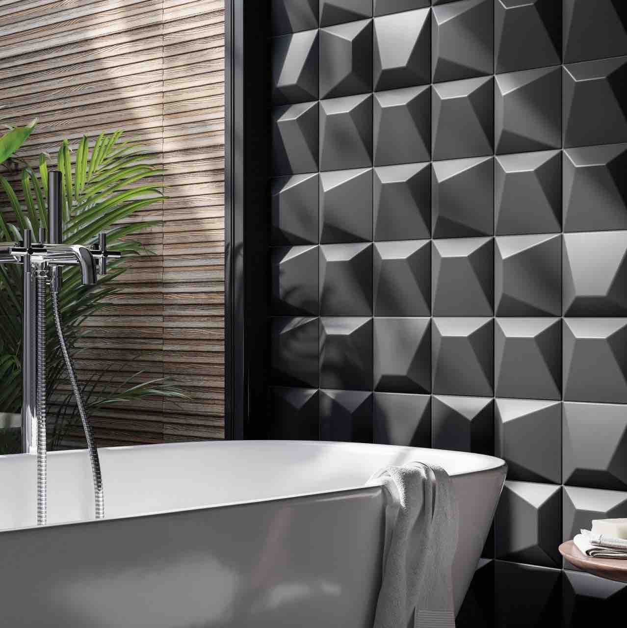 Matte Black 6x6 Block 3D Wall Tile