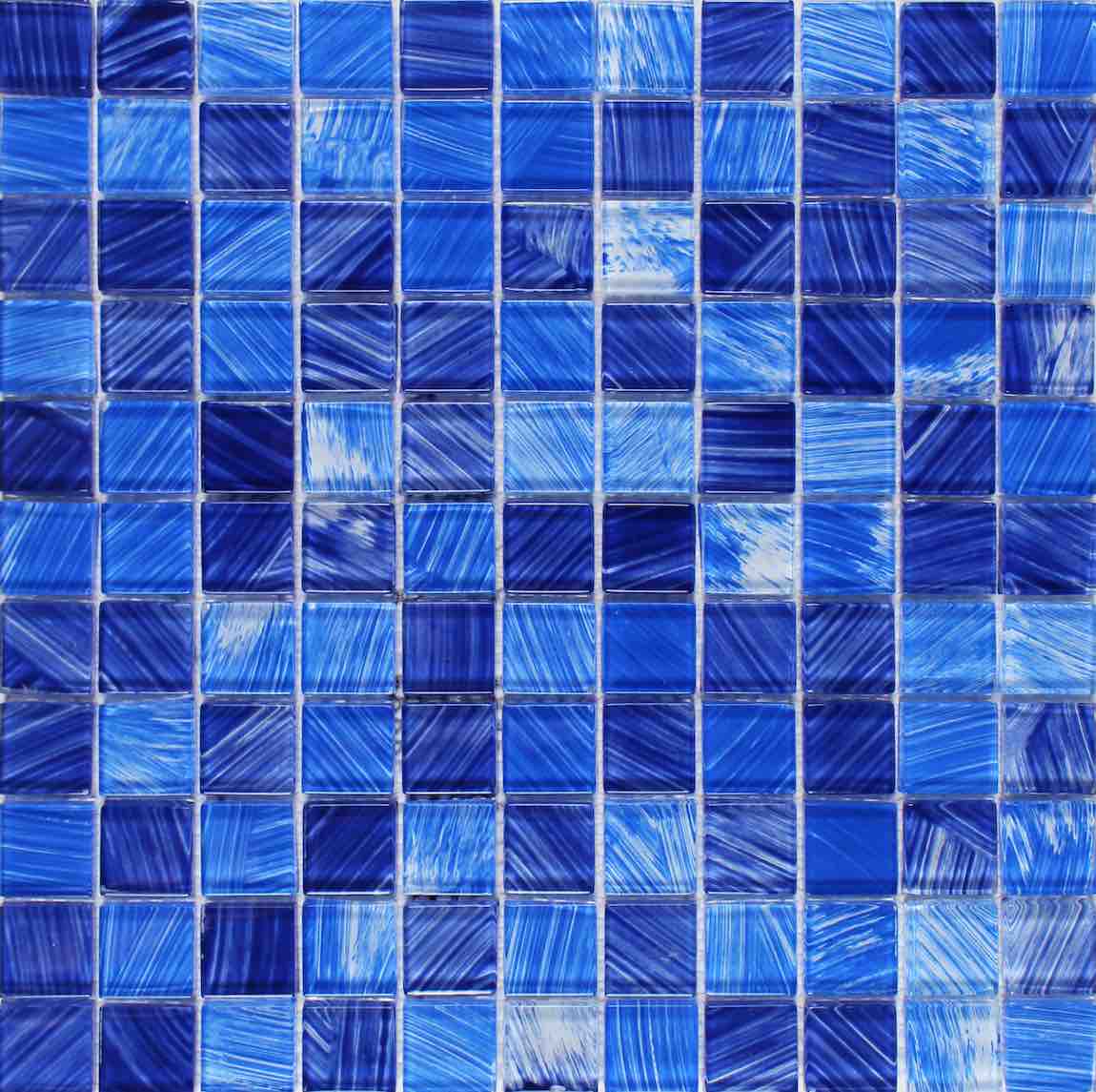 Strokes Glass Mosaic Tile Blue Mix 1x1