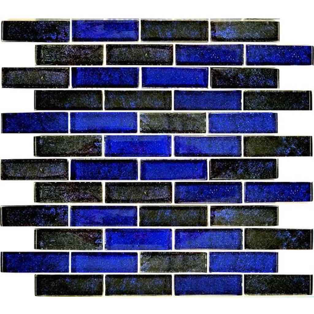 Dark Pool Glass Mosaic Tile Cobalt 1x3