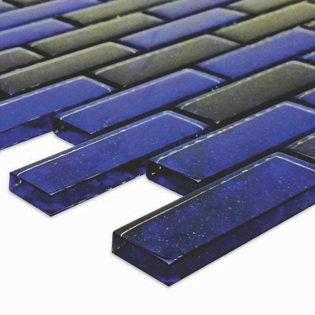 Dark Pool Glass Mosaic Tile Cobalt 1x3