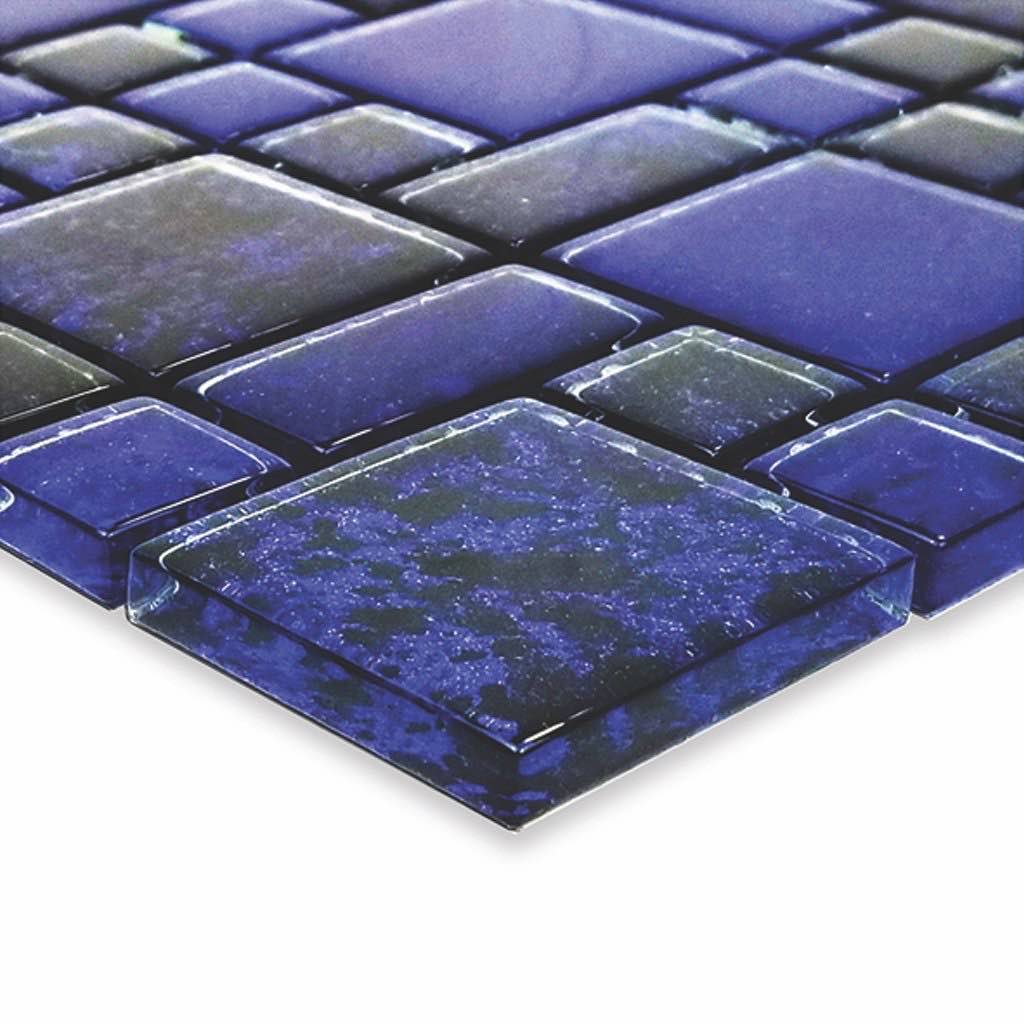 Dark Pool Glass Mosaic Tile Cobalt Random