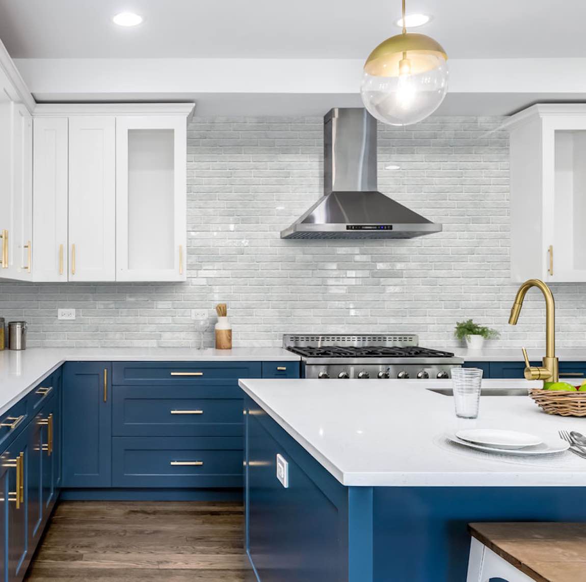 Urban Brick Porcelain Tile Coconut 6x15 featured on a kitchen backsplash