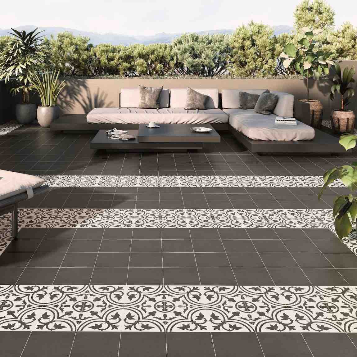 Jazz Patterned Porcelain Tile Courtyard 8x8