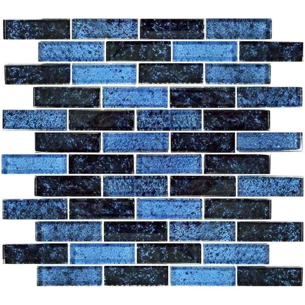 Dark Pool Glass Mosaic Tile Blue 1x3