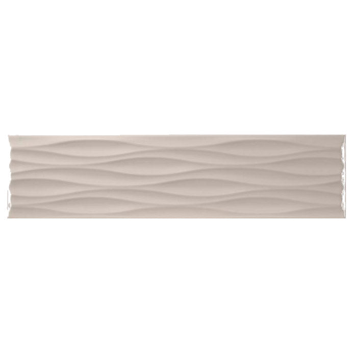 Elegance Cement Glossy Ripple Deco Tile 4x16 for kitchen backsplash, bathroom, and shower walls