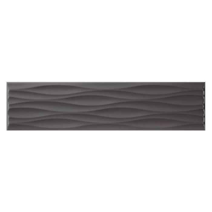 Elegance Charcoal Glossy Ripple Deco Tile 4x16 for kitchen backsplash, bathroom, and shower walls