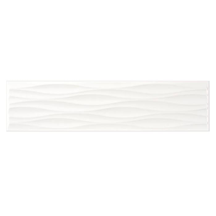 Elegance White Matte Ripple Deco Tile 4x16 for kitchen backsplash, bathroom, and shower walls