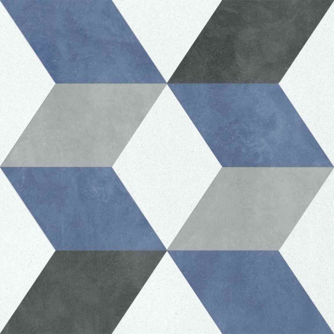 Patterned Porcelain Tile Geo Blue 8x8