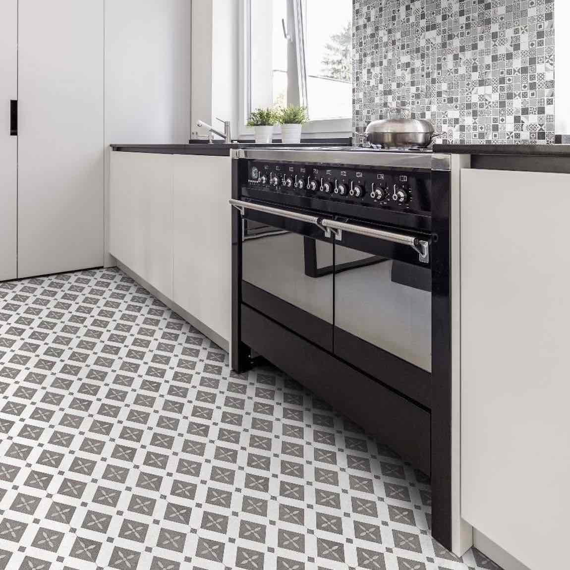 Patterned Porcelain Tile Geo Grey 8x8